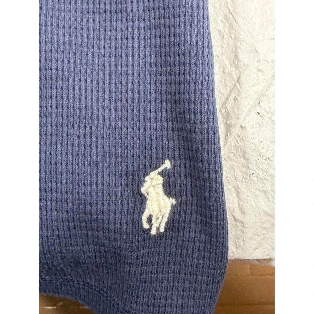 Polo Ralph Lauren Mens Large Navy Blue Waffle Knit Thermal Sleep Shirt PWLC2F